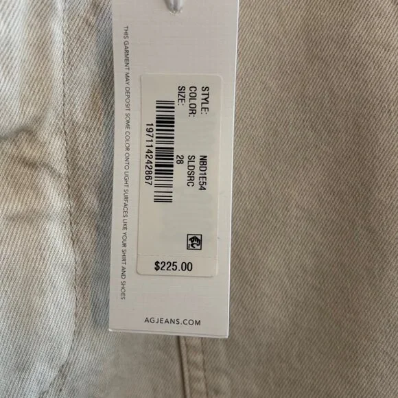 NEW AG Jeans Camille Utility Barrel Leg Denim Jeans Size 28 Oatmeal Beige - Picture 8 of 10